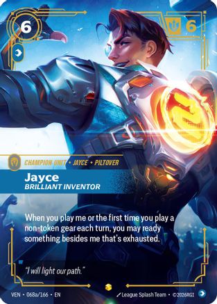 Jayce - Brilliant Inventor (Alternate Art) (068a/166) - Vendetta Foil (Riftbound TCG)