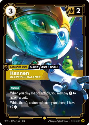 Kennen - Keeper of Balance (Alternate Art) (135a/166) - Vendetta Foil (Riftbound TCG)