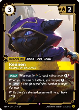 Kennen - Keeper of Balance (135/166) - Vendetta Foil (Riftbound TCG)