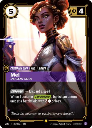 Mel - Defiant Soul (Alternate Art) (110a/166) - Vendetta Foil (Riftbound TCG)