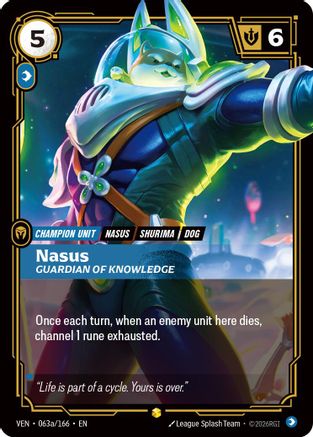Nasus - Guardian of Knowledge (Alternate Art) (063a/166) - Vendetta Foil (Riftbound TCG)