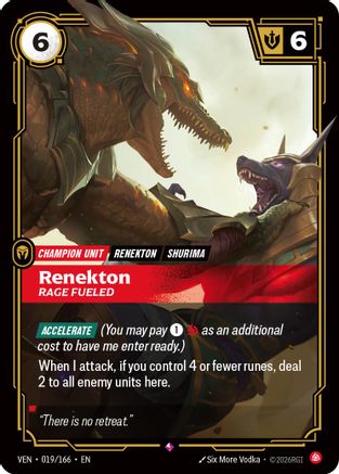 Renekton - Rage Fueled (019/166) - Vendetta Foil (Riftbound TCG)