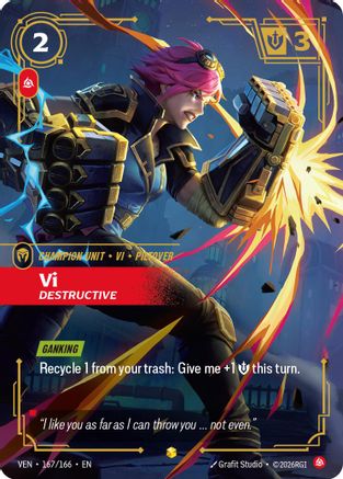 Vi - Destructive (Overnumbered) (167/166) - Vendetta Foil (Riftbound TCG)