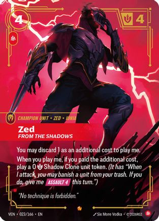 Zed - From the Shadows (023/166) - Vendetta Foil (Riftbound TCG)