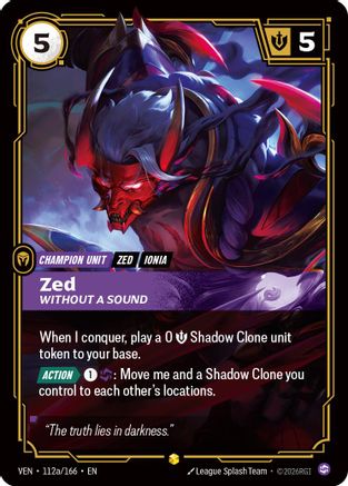 Zed - Without a Sound (Alternate Art) (112a/166) - Vendetta Foil (Riftbound TCG)