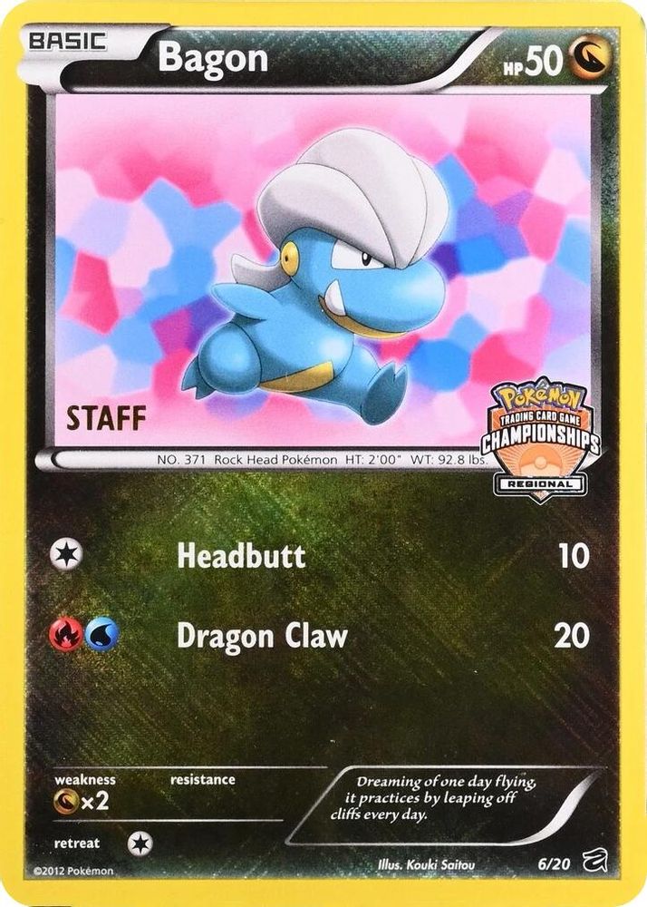 Bagon (Regional Championships) [Staff] 006/020 - Holofoil League & Championship Cards - Promo