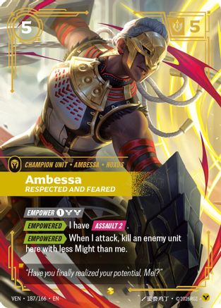 Ambessa - Respected and Feared (Overnumbered) (187/166) - Vendetta Foil (Riftbound TCG)