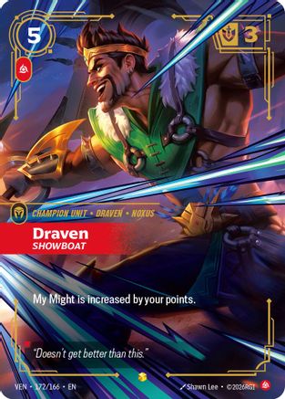 Draven - Showboat (Overnumbered) (172/166) - Vendetta Foil (Riftbound TCG)