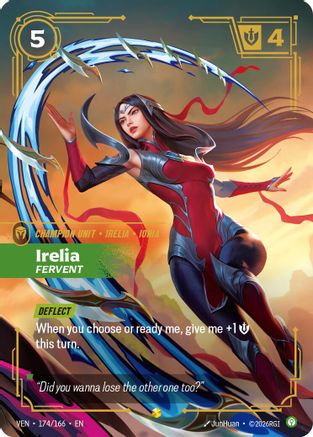 Irelia - Fervent (Overnumbered) (174/166) - Vendetta Foil (Riftbound TCG)