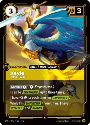 Kayle - Justified (134/166) - Vendetta Foil (Riftbound TCG)