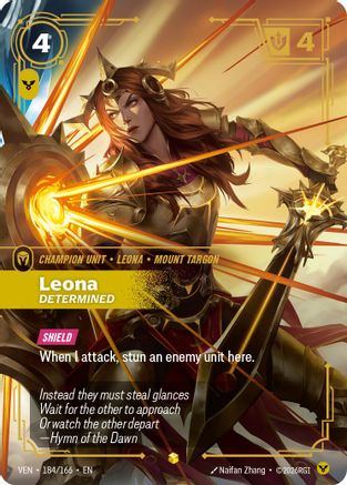 Leona - Determined (Overnumbered) (184/166) - Vendetta Foil (Riftbound TCG)