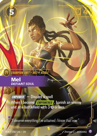 Mel - Defiant Soul (Overnumbered) (188/166) - Vendetta Foil (Riftbound TCG)