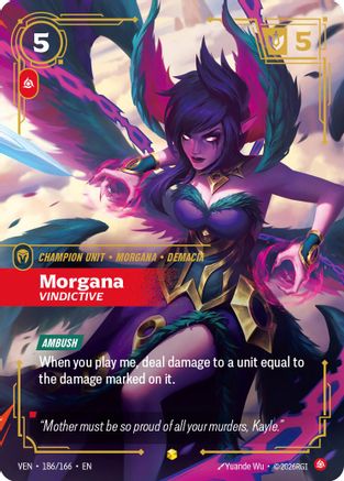 Morgana - Vindictive (Overnumbered) (186/166) - Vendetta Foil (Riftbound TCG)