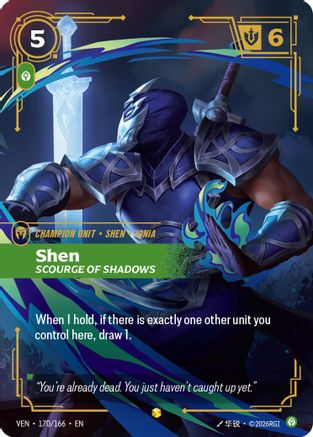 Shen - Scourge of Shadows (Overnumbered) (170/166) - Vendetta Foil (Riftbound TCG)