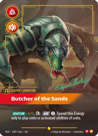 Renekton - Butcher of the Sands (Signature) (190*/166) - Vendetta Foil (Riftbound TCG)