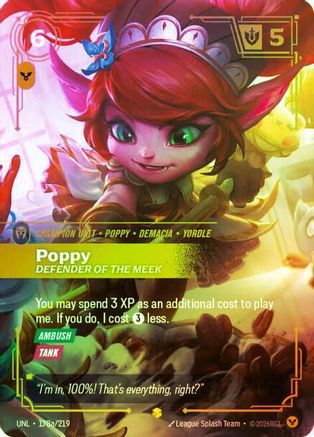 Poppy - Defender of the Meek (Alternate Art) (178a/219) - Riftbound Organized Play Promotional Cards Foil (Riftbound TCG)