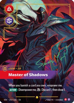 Zed - Master of Shadows (Signature) (191*/166) - Vendetta Foil (Riftbound TCG)