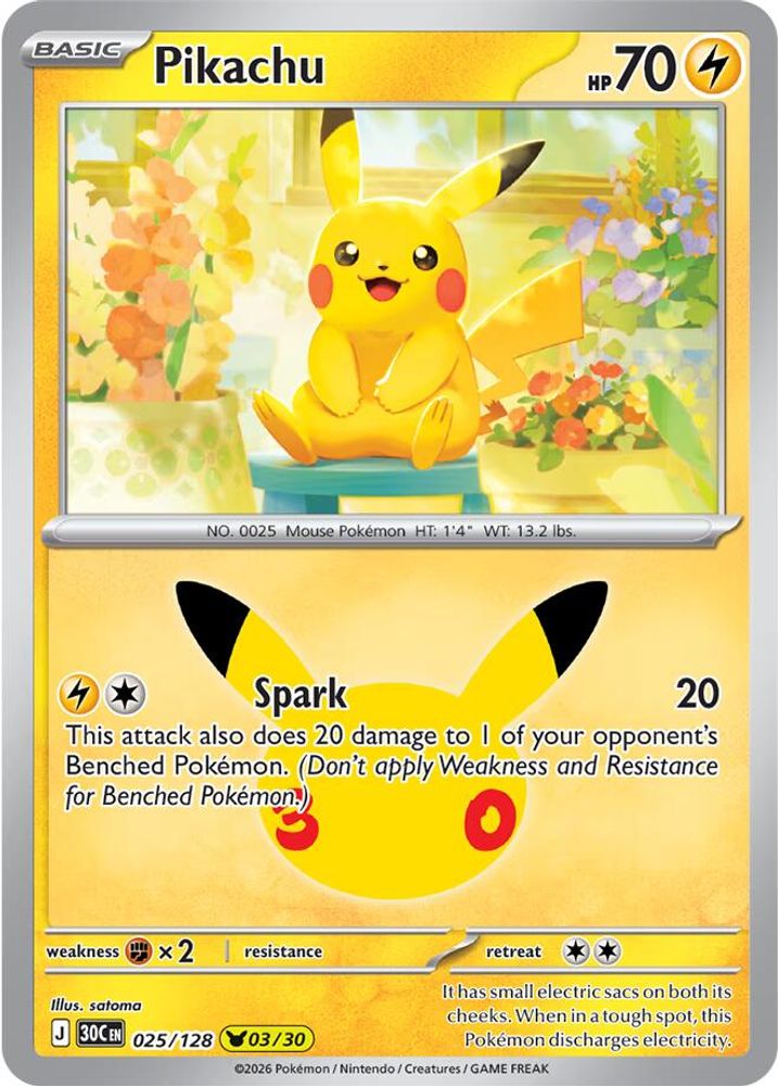Pikachu 025/128 - Holofoil ME 30th Celebration - None