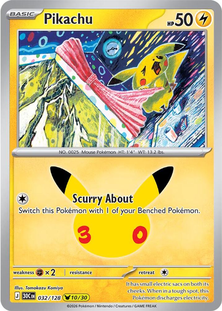 Pikachu 032/128 - Holofoil ME 30th Celebration - None