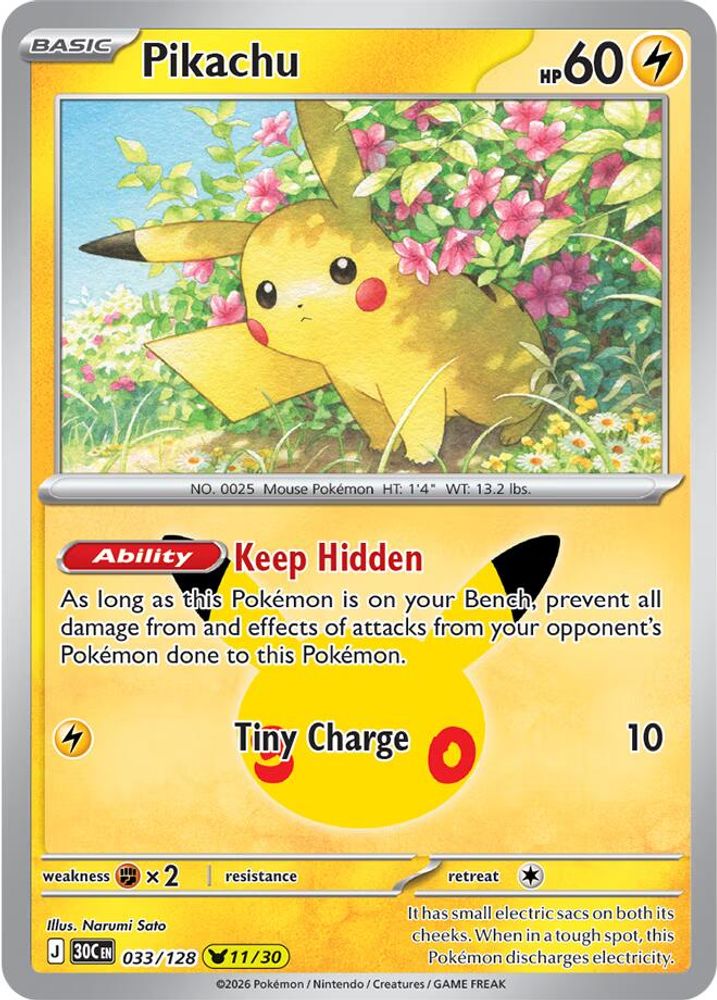 Pikachu 033/128 - Holofoil ME 30th Celebration - None