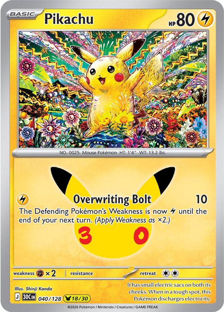 Pikachu 040/128 - Holofoil ME 30th Celebration - None