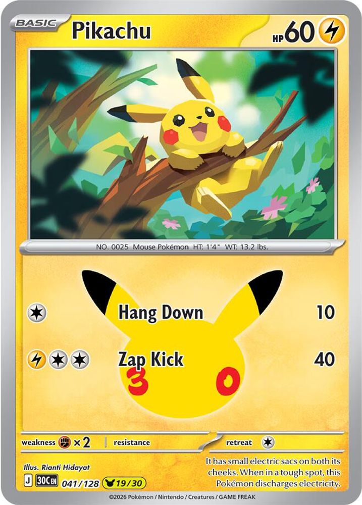Pikachu 041/128 - Holofoil ME 30th Celebration - None