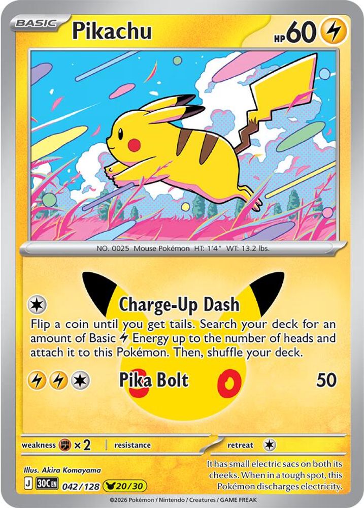 Pikachu 042/128 - Holofoil ME 30th Celebration - None