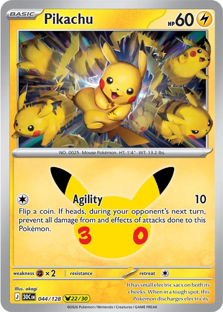Pikachu 044/128 - Holofoil ME 30th Celebration - None