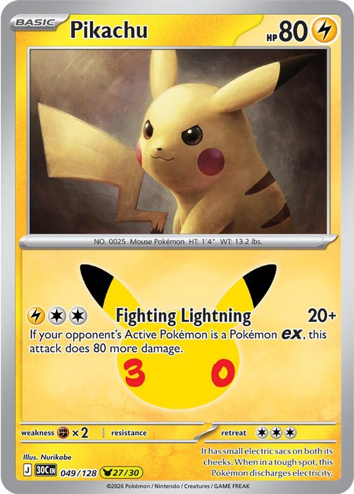 Pikachu 049/128 - Holofoil ME 30th Celebration - None