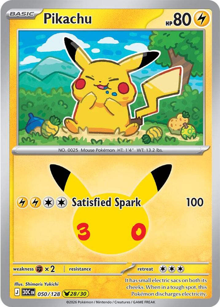 Pikachu 050/128 - Holofoil ME 30th Celebration - None