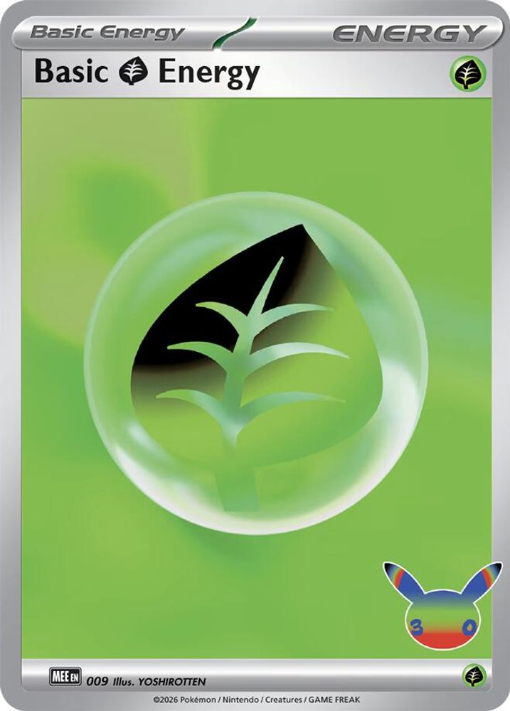 Basic Grass Energy (30th Celebration) 009 - Holofoil MEE Mega Evolution Energies - Futuristic Rare
