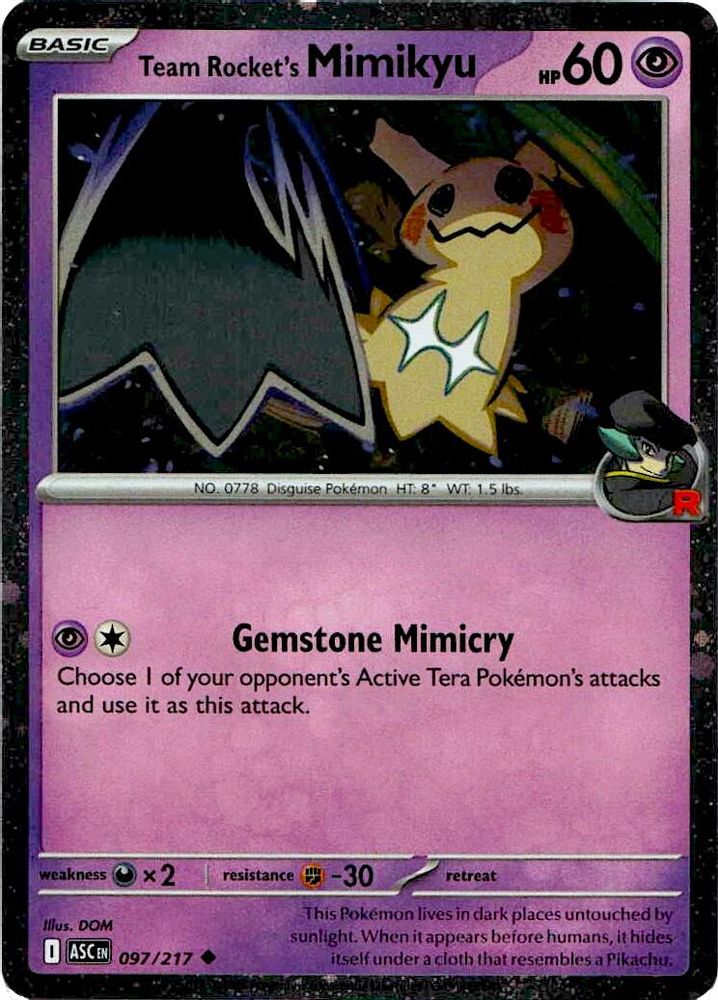 Team Rocket's Mimikyu (Cosmos Holo) 097/217 - Holofoil Blister Exclusives - Uncommon