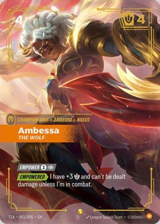 Ambessa, The Wolf (T1 Worlds Champion Player Bundle) (T1A 001/005) - Riftbound Promotional Cards Foil (Riftbound TCG)