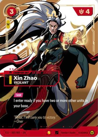 Xin Zhao, Vigilant (T1 Worlds Champion Signature Edition Bundle) (T1S 002/005) - Riftbound Promotional Cards Foil (Riftbound TCG)