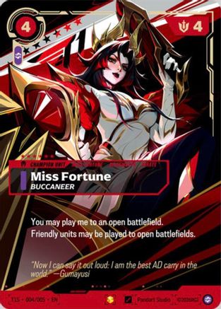 Miss Fortune, Buccaneer (T1 Worlds Champion Signature Edition Bundle) (T1S 004/005) - Riftbound Promotional Cards Foil (Riftbound TCG)