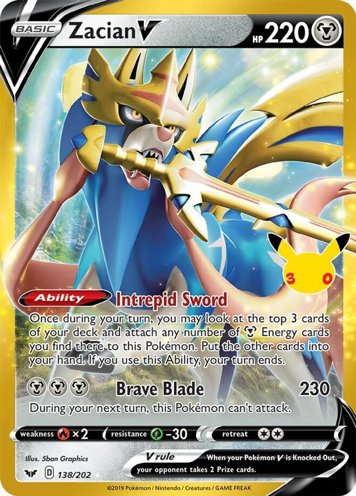 Zacian V 138 - Holofoil ME 30th Celebration Classic Collection - Classic Collection