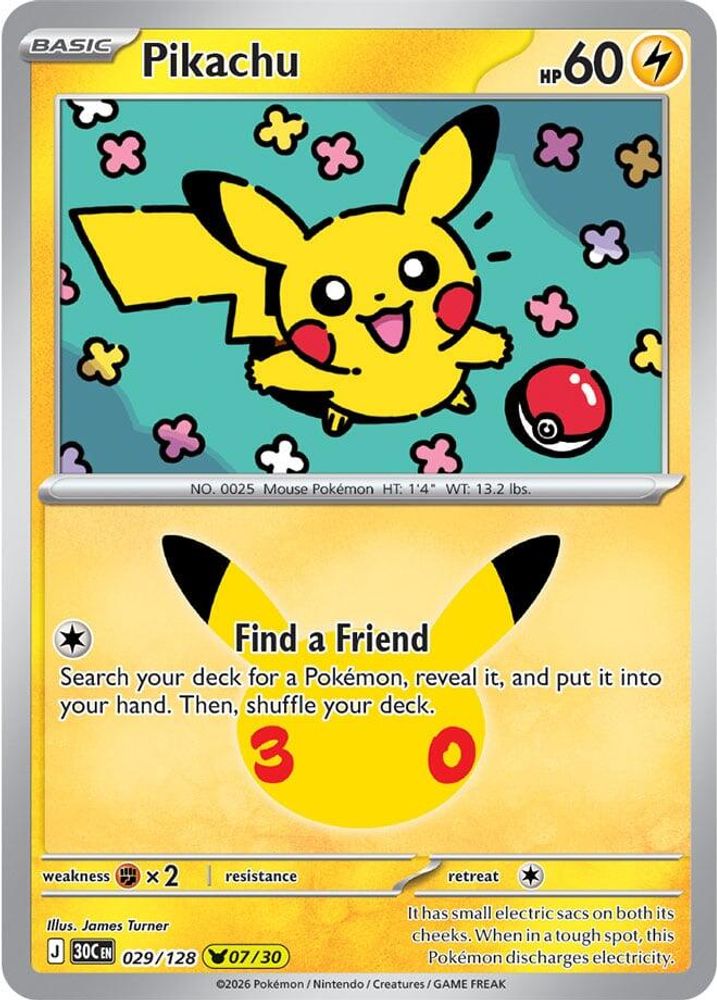 Pikachu 029/128 - Holofoil ME 30th Celebration - Pikachu Rare