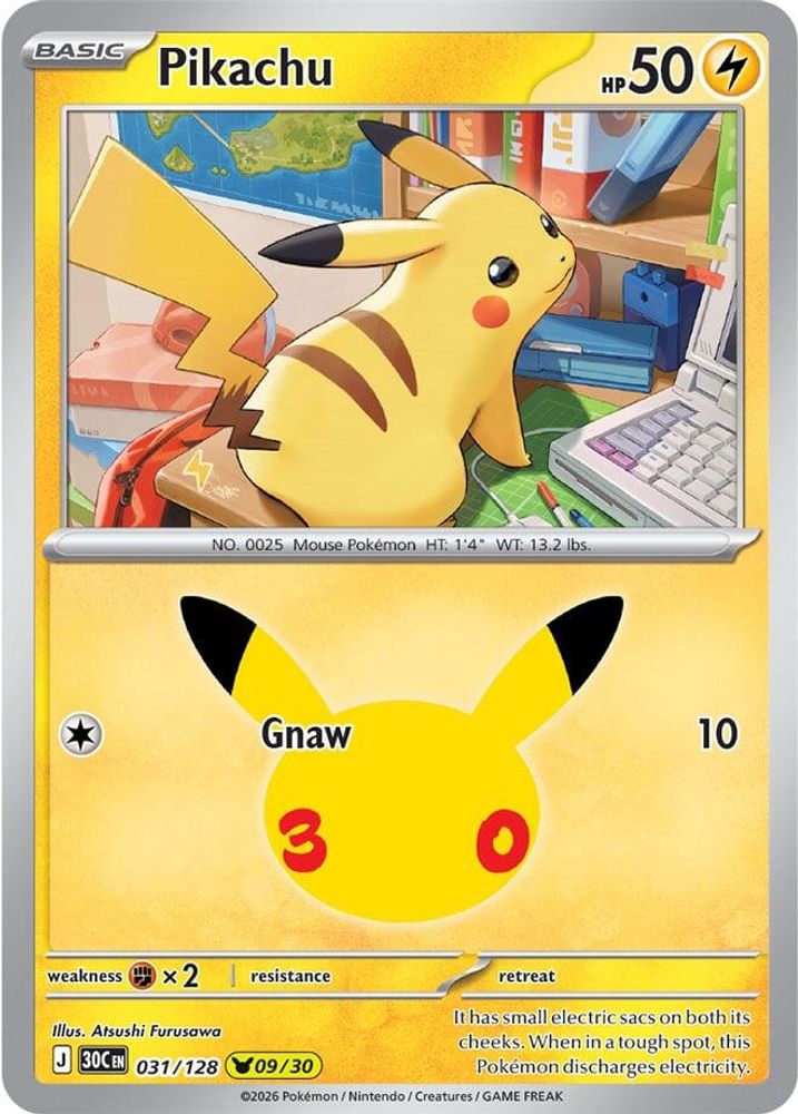 Pikachu 031/128 - Holofoil ME 30th Celebration - Pikachu Rare