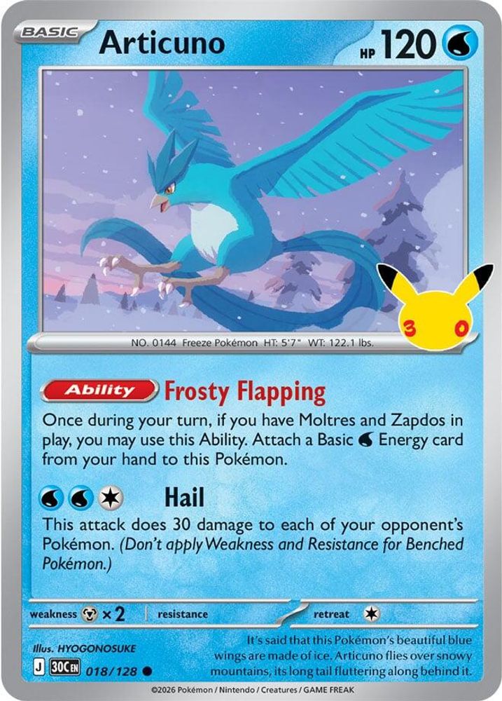 Articuno 018/128 - Holofoil ME 30th Celebration - Common