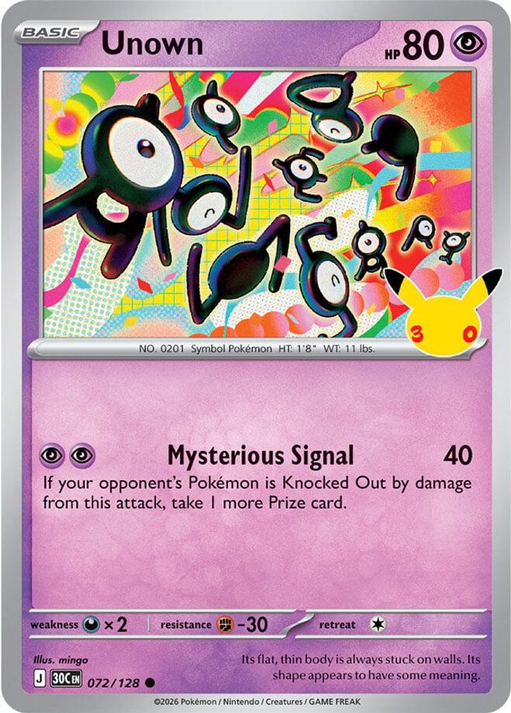 Unown 072 - Holofoil ME 30th Celebration - Common