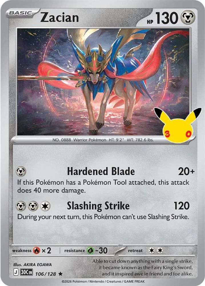 Zacian 106 - Holofoil ME 30th Celebration - Rare