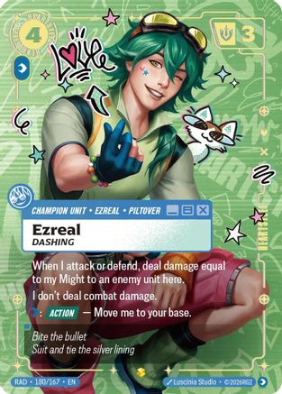 Ezreal, Dashing (Showcase) (180/167) - Radiance Foil (Riftbound TCG)