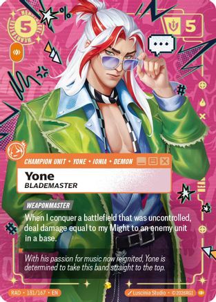 Yone, Blademaster (Showcase) (181/167) - Radiance Foil (Riftbound TCG)