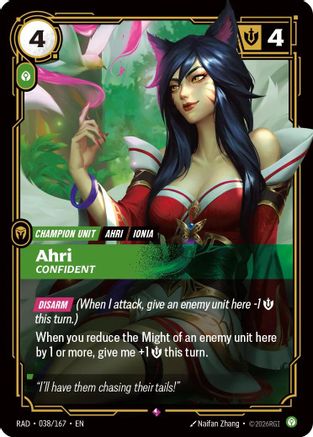 Ahri, Confident (038/167) - Radiance Foil (Riftbound TCG)