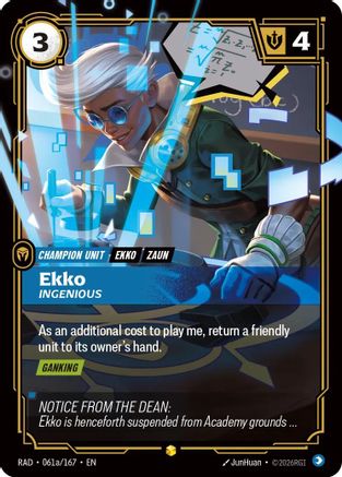 Ekko, Ingenious (Alternate Art) (061a/167) - Radiance Foil (Riftbound TCG)