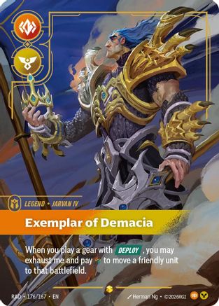 Jarvan IV, Exemplar of Demacia (Overnumbered) (176/167) - Radiance Foil (Riftbound TCG)