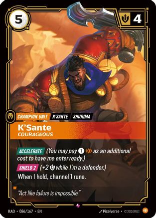 K'Sante, Courageous (086/167) - Radiance Foil (Riftbound TCG)