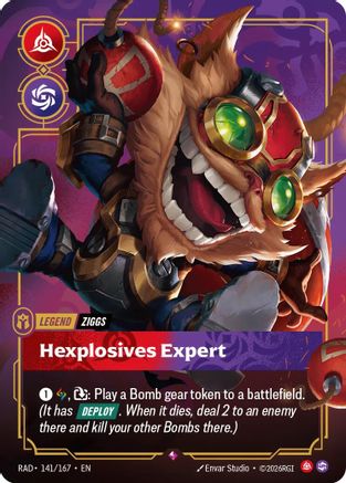 Ziggs, Hexplosives Expert (141/167) - Radiance Foil (Riftbound TCG)