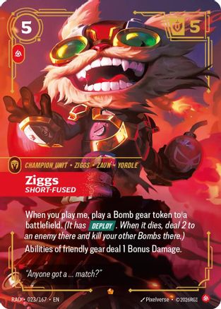 Ziggs, Short-Fused (023/167) - Radiance Foil (Riftbound TCG)