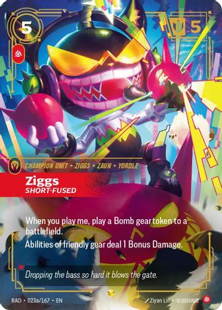 Ziggs, Short-Fused (Alternate Art) (023a/167) - Radiance Foil (Riftbound TCG)
